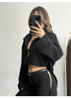 Eloise Fermuarlı Bluz - Siyah