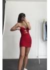 Elvie Tokalı Mini Elbise - Kırmızı