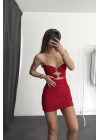 Elvie Tokalı Mini Elbise - Kırmızı
