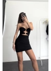 Elvie Tokalı Mini Elbise - Siyah