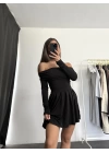 Emma Pileli Elbise - Siyah