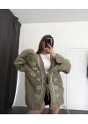 Etnik Desen Kimono Ceket- Haki