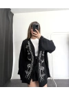 Etnik Desen Kimono Ceket- Siyah