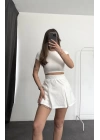 Evelyn Şortlu Etek - Beyaz
