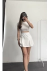 Evelyn Şortlu Etek - Beyaz