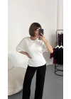 Everly Yarasa Kol Bluz - Beyaz