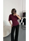 Everly Yarasa Kol Bluz - Bordo