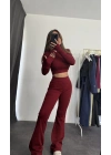 Fine Basic Crop Takım - Bordo