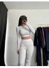 Fine Basic Crop Takım - Gri