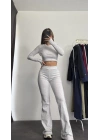Fine Basic Crop Takım - Gri