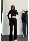 Fine Basic Crop Takım - Siyah