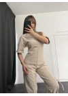 Flora Takım - Bej