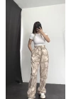 flowers Oversize Pantolon - Bej