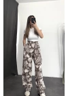 flowers Oversize Pantolon - Kahverengi