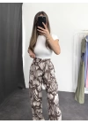flowers Oversize Pantolon - Kahverengi