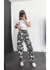 flowers Oversize Pantolon - Lacivert