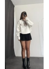 Fular Detay Sweatshirt - Beyaz