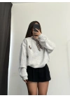 Fular Detay Sweatshirt - Gri