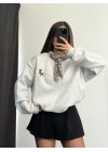 Fular Detay Sweatshirt - Gri