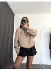 Fular Detay Sweatshirt - Vizon