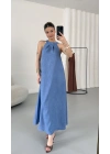 Gia Halter Yaka Elbise - Mavi