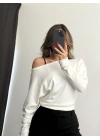 Gina Yarasa Kol Bluz - Beyaz