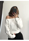 Gina Yarasa Kol Bluz - Beyaz
