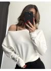 Gina Yarasa Kol Bluz - Beyaz
