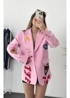 Girl Gang Blazer Ceket-Pembe