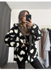 Heart Peluş Mont - Siyah