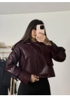 Henna Lüx Deri Ceket - Bordo