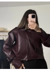Henna Lüx Deri Ceket - Bordo