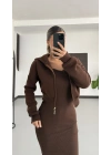 Hırkalı Elbise Takım -Kahve