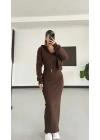 Hırkalı Elbise Takım -Kahve