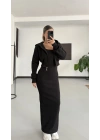 Hırkalı Elbise Takım -Siyah