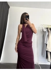 İndila Drapeli Elbise - Bordo