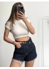 Inna Kot Şort - Koyu Kot