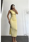 Jade Taşlı Elbise - Sarı