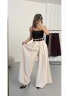 Jane Kemerli Pantolon - Bej