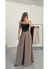 Jane Kemerli Pantolon - Vizon