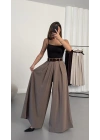 Jane Kemerli Pantolon - Vizon