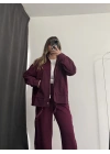 Janet Fermuarlı Ceket Takım - Bordo