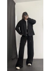 Janet Fermuarlı Ceket Takım - Siyah