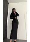 Jemma Çıtçıtlı Elbise - Siyah