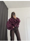 July Volanlı Bluz - Mor