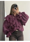 July Volanlı Bluz - Mor