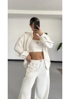 Kapitone 3lü Takım - Beyaz