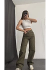 Katy Leopar Desen Baggy Jean - Haki