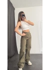 Katy Leopar Desen Baggy Jean - Haki