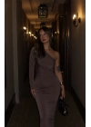 Kaylee Tek Kol Elbise - Vizon